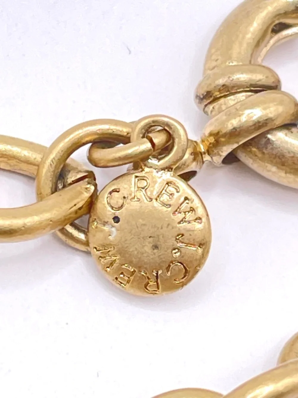 Vintage J.Crew Matte Gold Tone Mesh Rhinestone Bib Necklace Rare